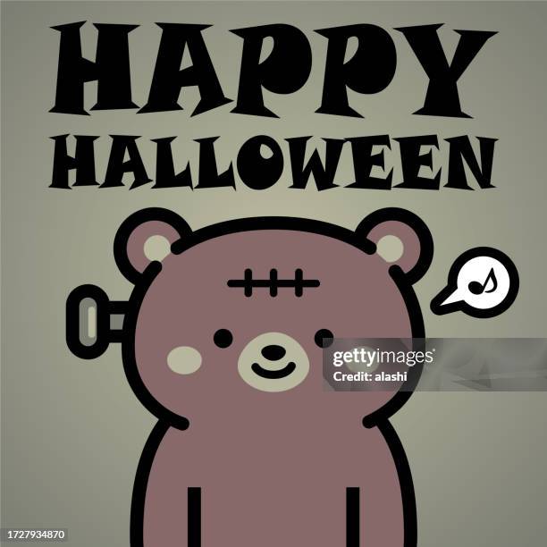 ilustrações, clipart, desenhos animados e ícones de design de personagem bonito de halloween de um pequeno urso zumbi - articulação de animal