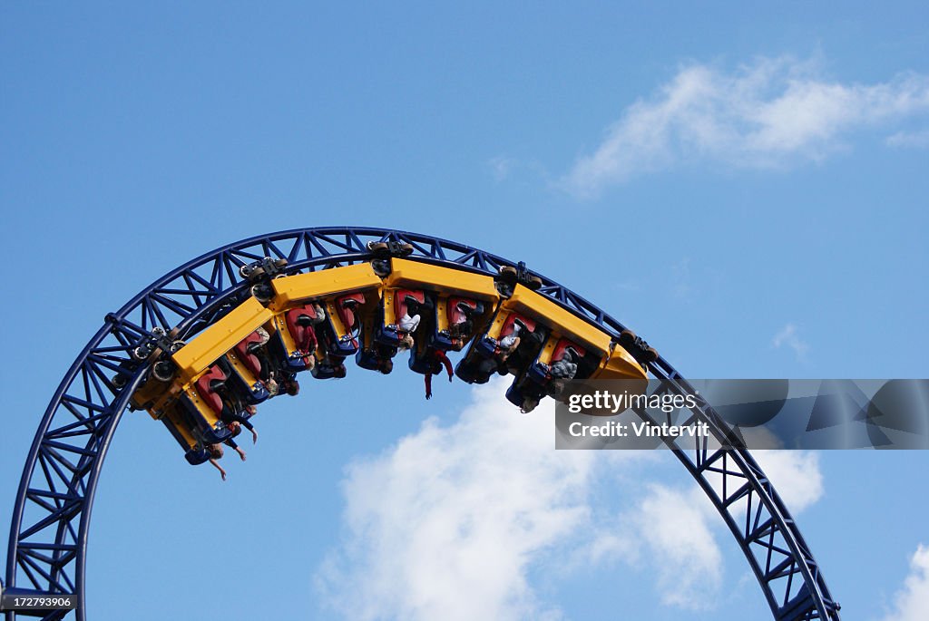 Vertical Rides Inverts People People Hanging Upside Down On The Roller Coaster Track High-Res Stock ...