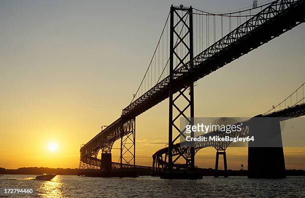 bay bridge at sunset - annapolis stock pictures, royalty-free photos & images