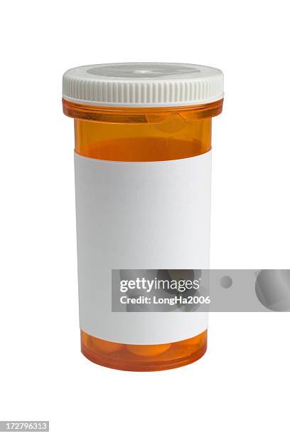blank medicine bottle against white background - medicine label stock pictures, royalty-free photos & images
