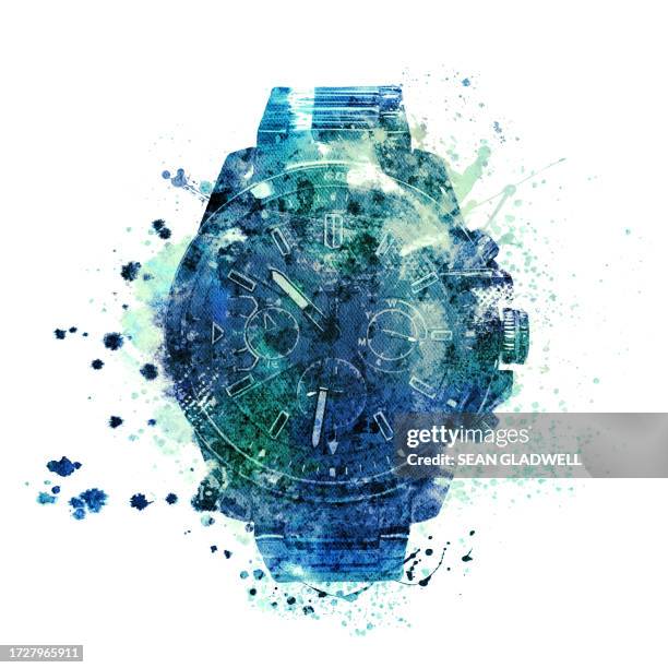 wristwatch illustration - wijzer machineonderdeel stockfoto's en -beelden