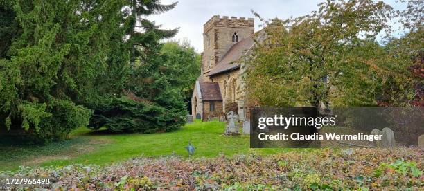 medieval church and graveyard in england - circa 14th century stock pictures, royalty-free photos & images