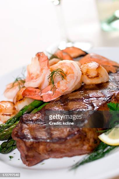 steak & seafood - strip steak stock pictures, royalty-free photos & images