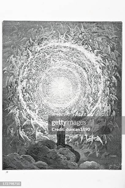 vision of the empyrean - heaven angels stock illustrations
