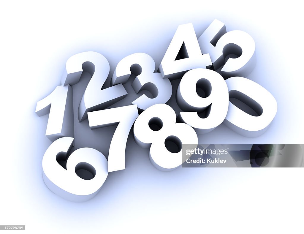3D vector illustration of numbers from zero to nine