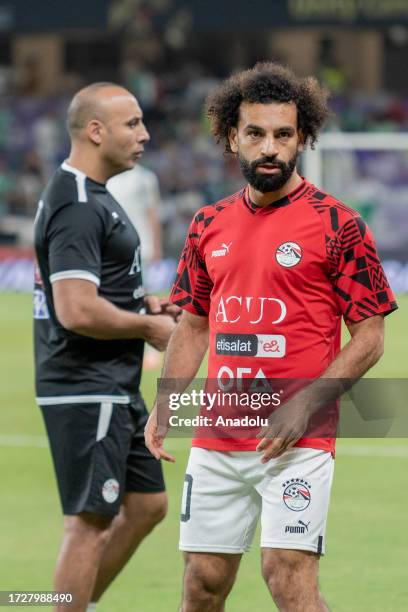 Mohamed Salah of Algeria in action during the friendly match between Egypt and Algeria at Hazza bin Zayed Stadium in Abu Dhabi, United Arab Emirates...