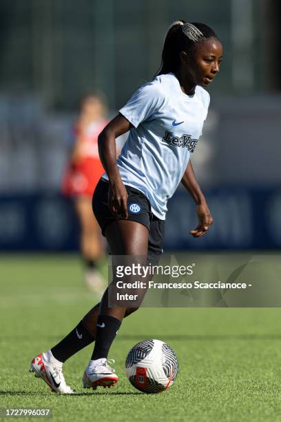 Ajara Nchout Njoya of FC Internazionale in action during the FC Internazionale Women training session on October 10, 2023 in Milan, Italy.