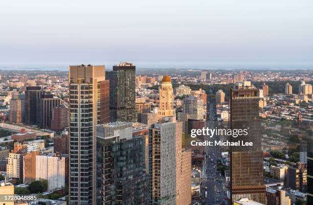 high angle view of downtown brooklyn new york - barclays center brooklyn bildbanksfoton och bilder