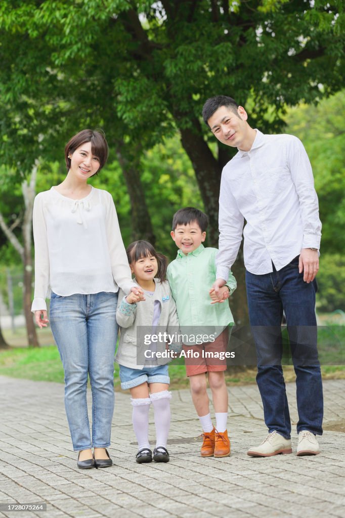 Japanese family in a city park