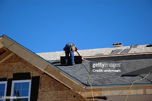 roofer - wood shingle stock pictures, royalty-free photos & images