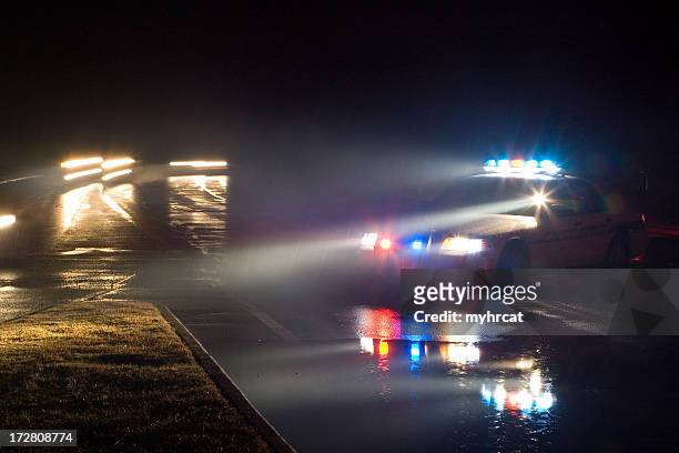 fog on the lights - police car stock pictures, royalty-free photos & images