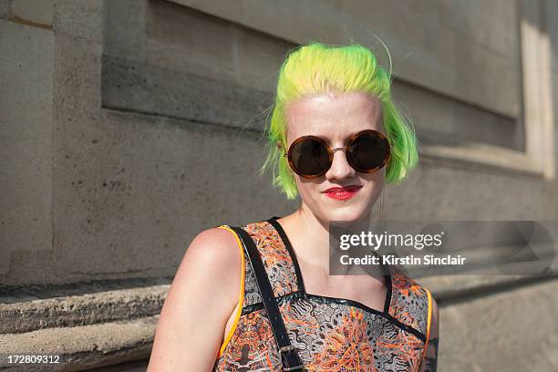 Fashion Blogger Marianna Theodorsen wears a Helmut Lang dress, The Row sunglasses on day 1 of Paris Collections: Womens Haute Couture on July 01,...