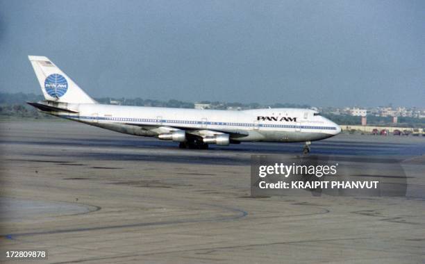 Picture released on September 6, 1986 of Pan Am Flight 73, after a 16-hour siege of the Boeing 747-121, hijacked on September 5 at Karachi airport,...