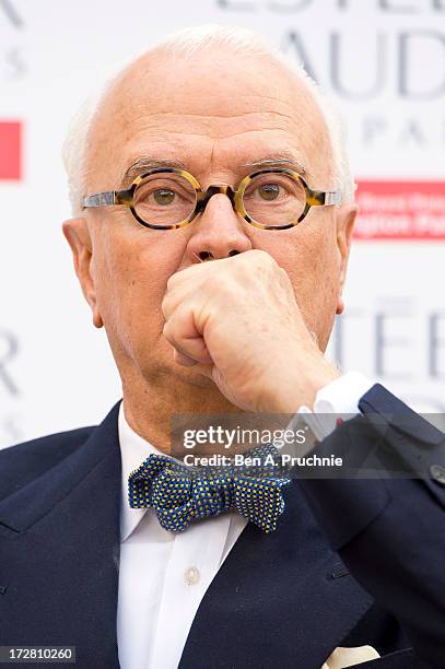 Manolo Blahnik attends the launch party for the Fashion Rules exhibition, a collection of dresses worn by HRH Queen Elizabeth II, Princess Margaret...