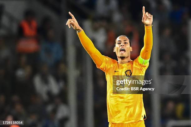 Virgil van Dijk of the Nederlands during the UEFA EURO 2024 Qualifying Round Group B match between Greece and Netherlands at OPAP Arena on October...