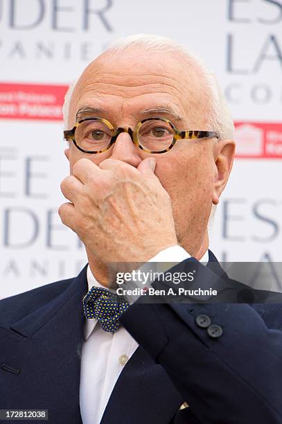 Manolo Blahnik attends the launch party for the Fashion Rules exhibition, a collection of dresses worn by HRH Queen Elizabeth II, Princess Margaret...