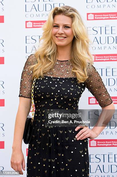 Chloe Hayward attends the launch party for the Fashion Rules exhibition, a collection of dresses worn by HRH Queen Elizabeth II, Princess Margaret...