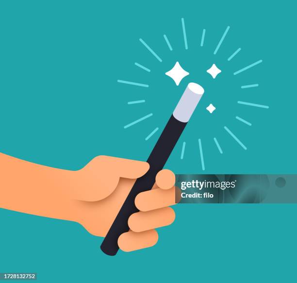 generative artificial intelligence magic wand magician hand - hand magic wand stock illustrations