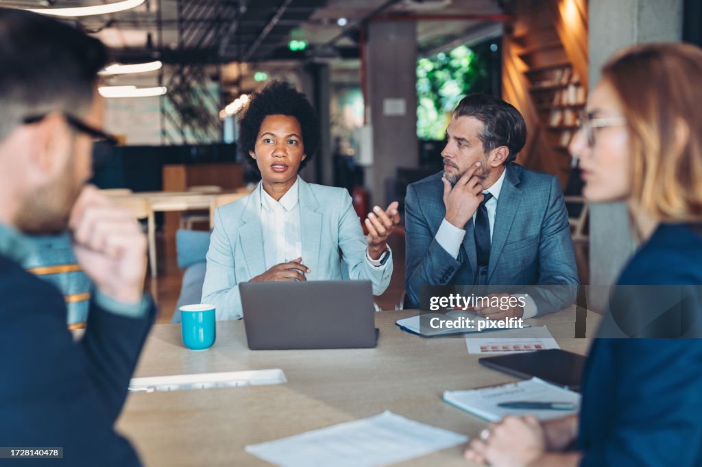 Businesswoman talking on a meeting