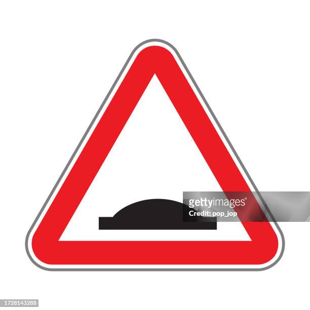 speed bump ahead. traffic road sign. isolated on white. vector illustration - speed bump stock illustrations