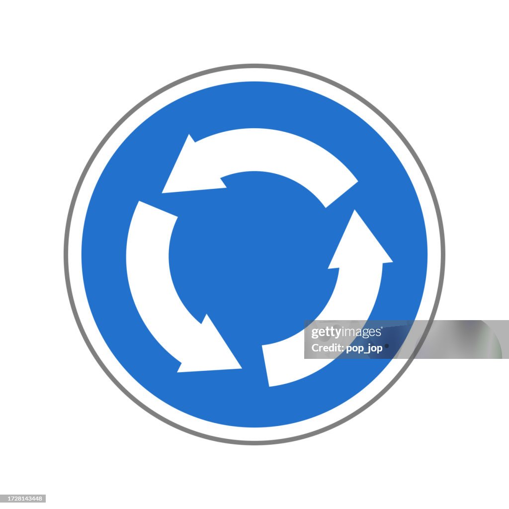 Roundabout. Traffic Road Sign. Isolated on White. Vector Illustration