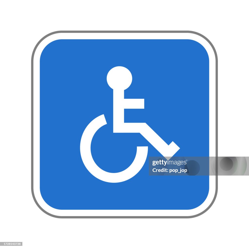 Road Disable Sign Handycap Disabled Person Traffic Road Sign Isolated On White Vector ...