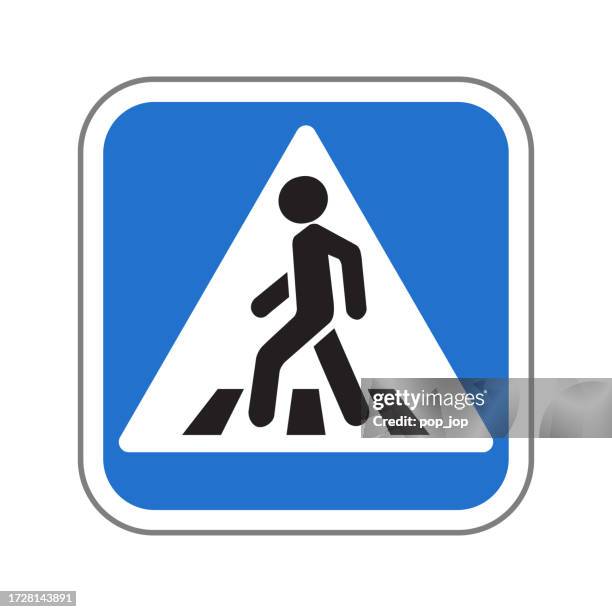 pedestrian crossing. traffic road sign. isolated on white. vector illustration - crosswalk stock illustrations