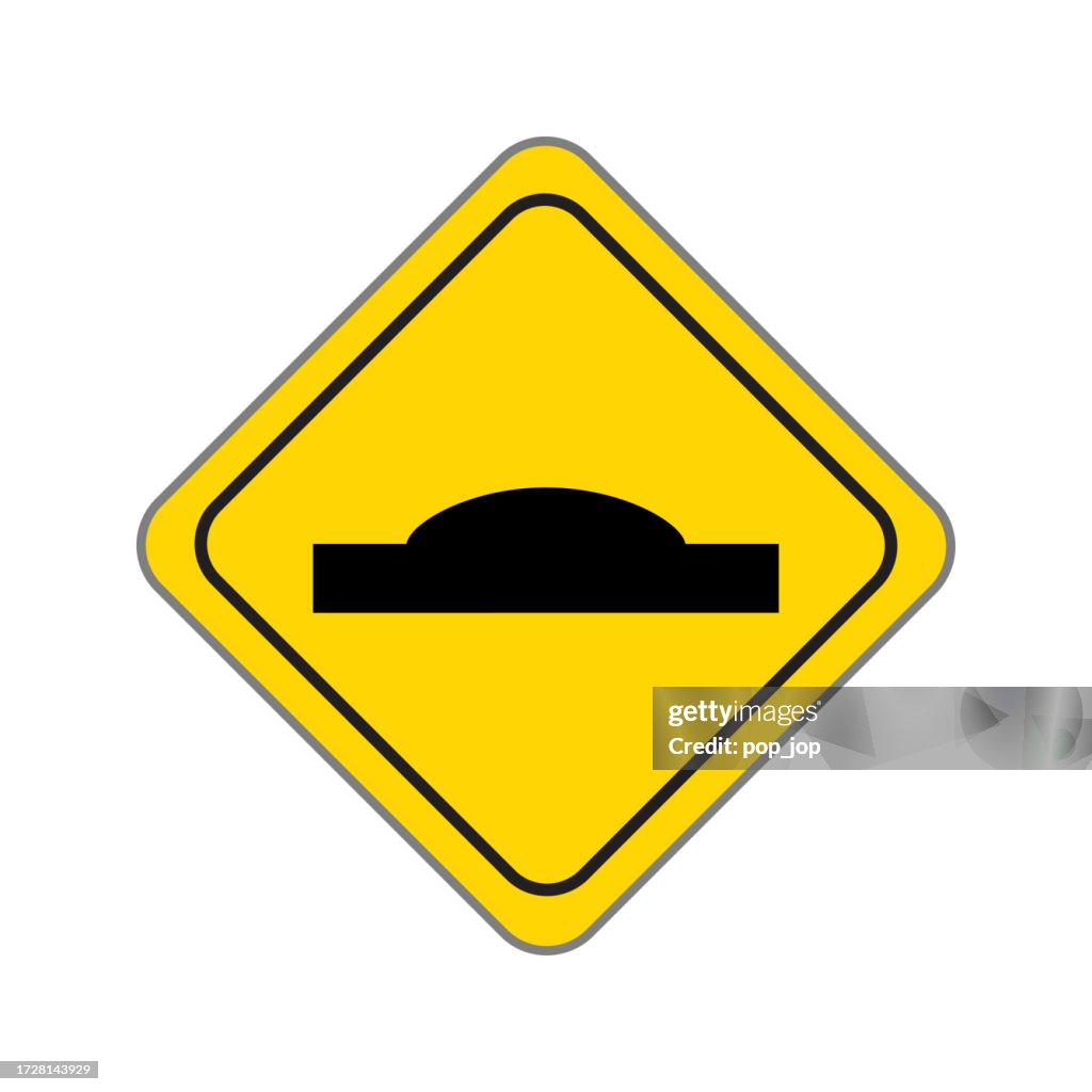 Speed Bump Ahead. Traffic Road Sign. Isolated on White. Vector Illustration