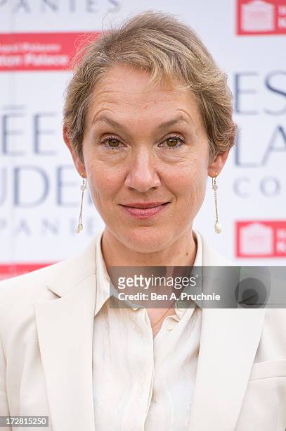 Justine Picardie attends the launch party for the Fashion Rules exhibition, a collection of dresses worn by HRH Queen Elizabeth II, Princess Margaret...
