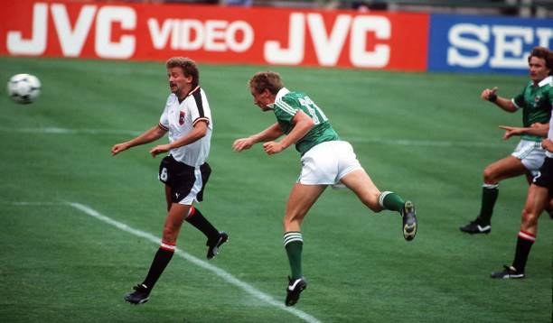 World Cup - Austria v Northern Ireland Billy Hamilton heads Northern Ireland's first goal.