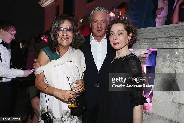 Angelica Blechschmidt, Alois Loew and Margit J. Mayer attend the Burda Style Group Preview - Harper's Bazaar pre launch party during the...