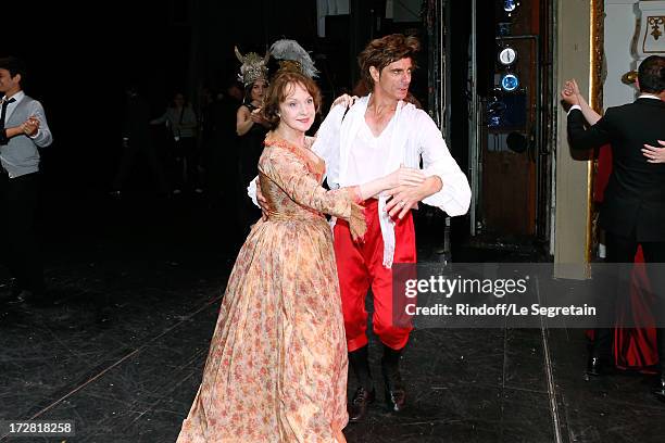 Actors Elliot Jenicot and Daniele Lebrun dancing on stage after a Show written by Muriel Mayette and an auction of stage costumes and accessories...