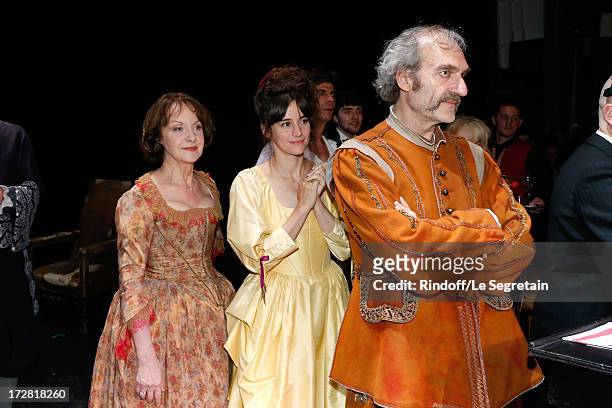 Actors Daniele Lebrun, Suliane Brahim, Michel Villermoz on stage for a Show written by Muriel Mayette followed by an auction of stage costumes and...