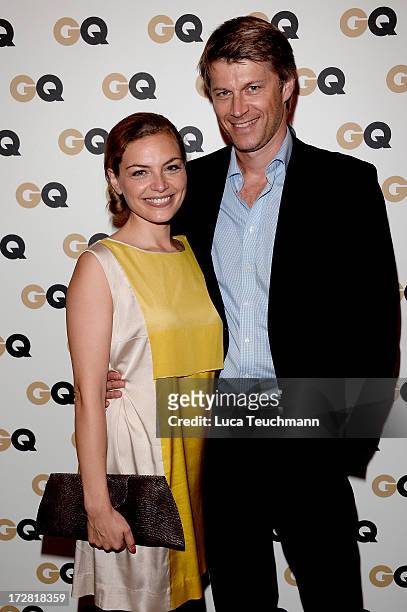 Stephanie Puls and Heiko Paluschka attend the GQ Fashion Cocktail Stue Hotel on July 4, 2013 in Berlin, Germany.
