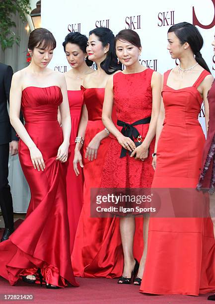 Lim Soo-Jung, Susan Bachtiar, Suquan Bulakul, Kim Hee-Ae and Tang Wei attend the SK-II Global Event 'Honoring The Spirit Of Discovery' at the Raum on...