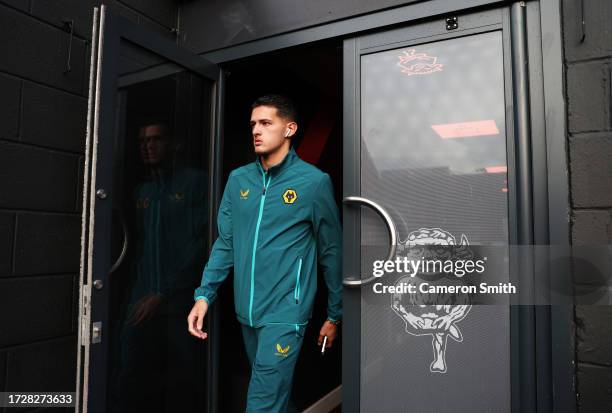 Justin Hubner of Wolverhampton Wanderers arrives at the stadium prior to the Sky Bet Championship match between Coventry City and Norwich City at The...