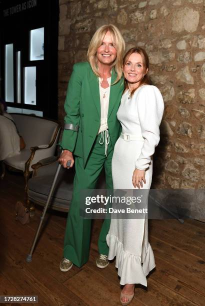 Penny Lancaster and Geri Halliwell-Horner during the launch of Geri Halliwell-Horner's new book, "Rosie Frost & The Falcon Queen" at Tower of London...