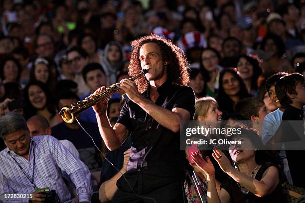 Kenny G performs on stage during Americafest 2013, 87th Annual Fourth of July Celebration at Rose Bowl on July 4, 2013 in Pasadena, California.