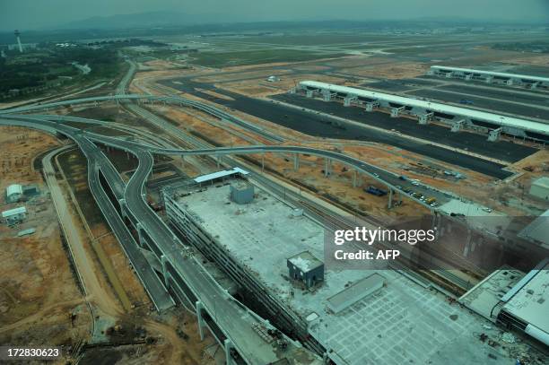 General view from a new control tower shows the under construction site of new low-cost airport, Kuala Lumpur International Airport 2 , in Sepang,...