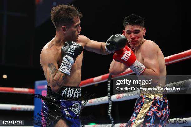 Erick Benitez lands a punch on Daniel Luna on October 07, 2023 in Las Vegas, Nevada.