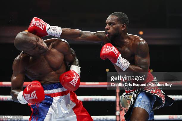 Jahyea Brown lands a punch on Victor Toney on October 07, 2023 in Las Vegas, Nevada.