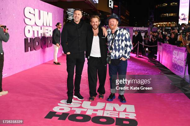 Paddy McGuinness, Kevin Bishop and Leigh Francis attend the "Sumotherhood"World Premiere at Cineworld Leicester Square on October 10, 2023 in London,...