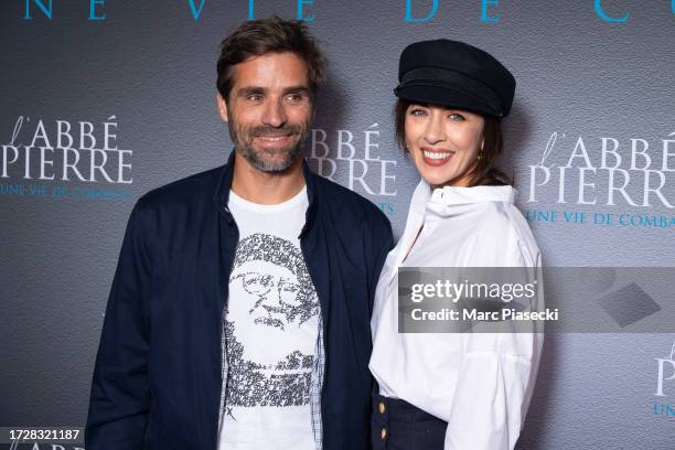 Arnaud Clement and Nolwenn Leroy attend the "L'Abbe Pierre, Une Vie De Combats" Premiere at Cinema UGC Normandie on October 10, 2023 in Paris, France.