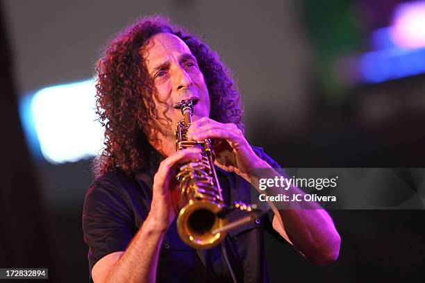 Kenny G performs on stage during Americafest 2013, 87th Annual Fourth of July Celebration at Rose Bowl on July 4, 2013 in Pasadena, California.