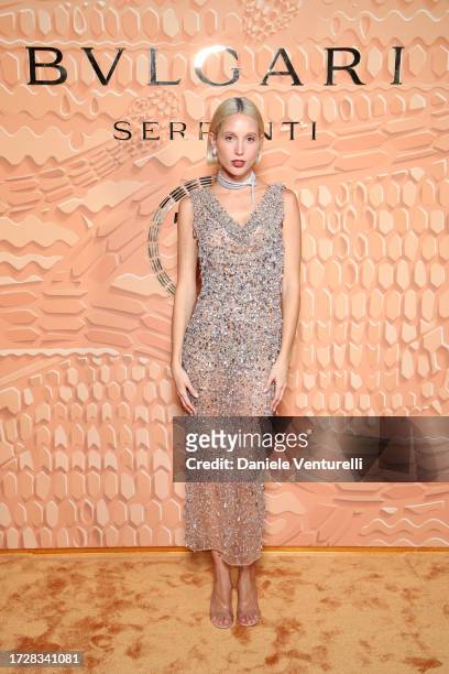 Princess Maria-Olympia of Greece attends the Bulgari "Serpenti. 75 Years Of Infinite Tales" exhibition opening on October 10, 2023 in Milan, Italy.