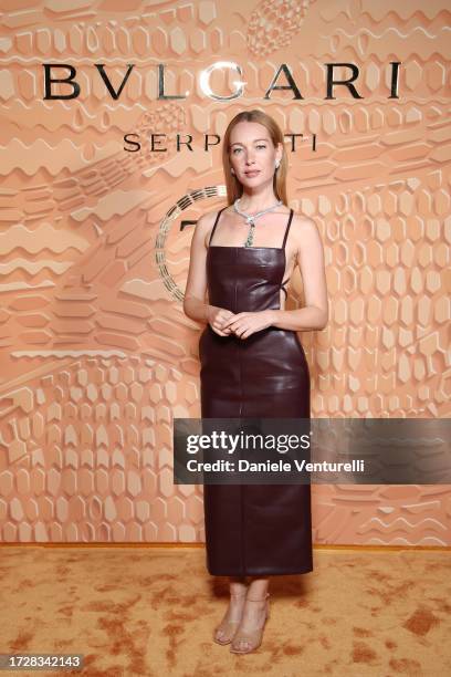 Cristiana Capotondi attends the Bulgari "Serpenti. 75 Years Of Infinite Tales" exhibition opening on October 10, 2023 in Milan, Italy.