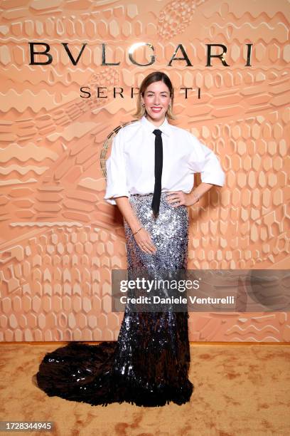Sarah Felberbaum attends the Bulgari "Serpenti. 75 Years Of Infinite Tales" exhibition opening on October 10, 2023 in Milan, Italy.