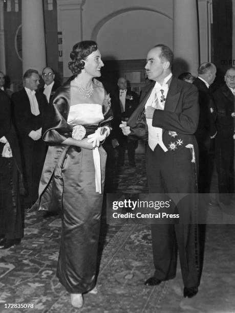 Archduke Otto of Austria and Alix, Princess Napoleon, attend a banquet given by the Belgian government at the Royal Palace of Brussels, 14th December...