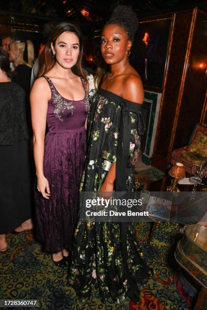 Gala Gordon and Nia DaCosta attend the Harper's Bazaar Art Party, supported by Jaguar, on October 10, 2023 in London, England.