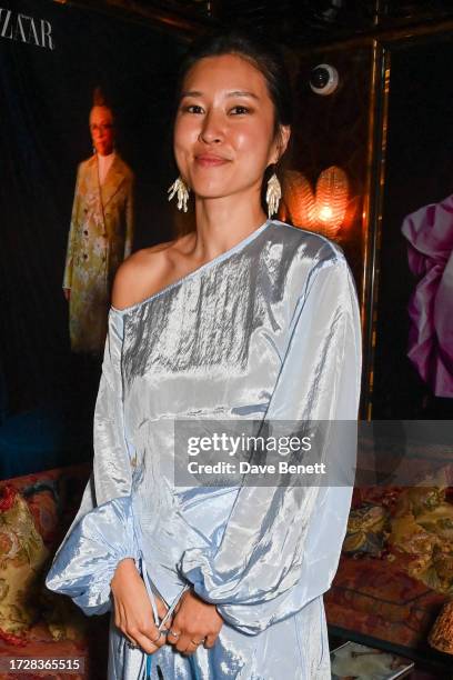 Rejina Pyo attends the Harper's Bazaar Art Party, supported by Jaguar, on October 10, 2023 in London, England.